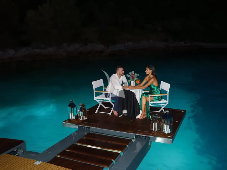 AGAPE ROSE Custom Yacht 48m - evening date in the swim platform AGAPE ROSE Custom Yacht 48m - evening date in the swim platform