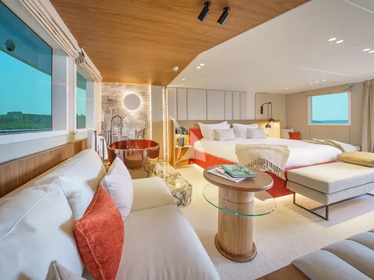 AGAPE ROSE Custom Yacht 48m - master cabin couch and bed AGAPE ROSE Custom Yacht 48m - master cabin couch and bed