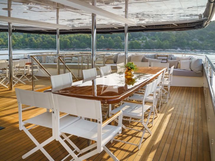 AGAPE ROSE Custom Yacht 48m - sky deck dining area AGAPE ROSE Custom Yacht 48m - sky deck dining area