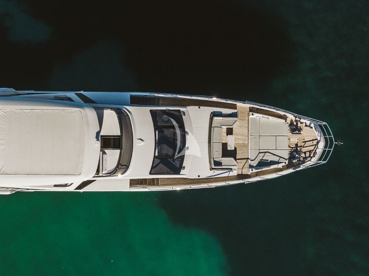 AGIO Azimut Grande 27M bow aerial shot AGIO Azimut Grande 27M bow aerial shot