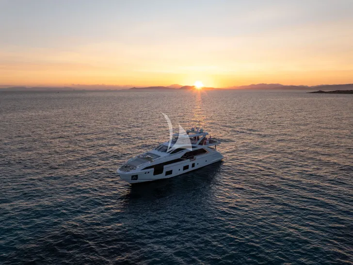 AGIO Azimut Grande 27m - anchored under the sunset AGIO Azimut Grande 27m - anchored under the sunset