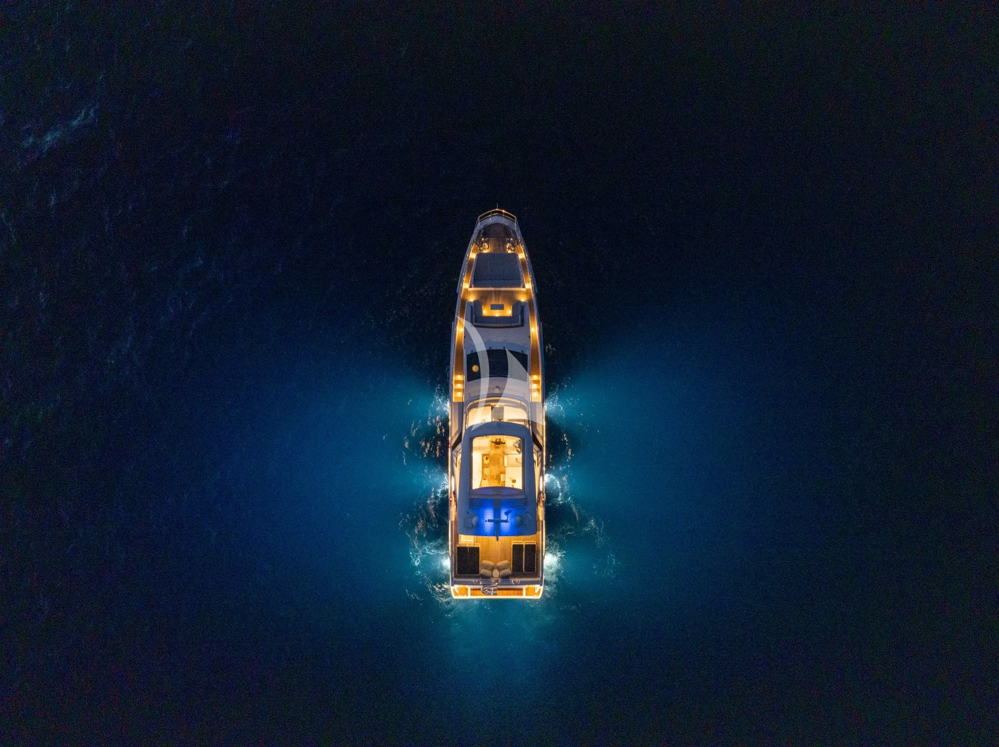 AGIO Azimut Grande 27m - top aerial shot at night