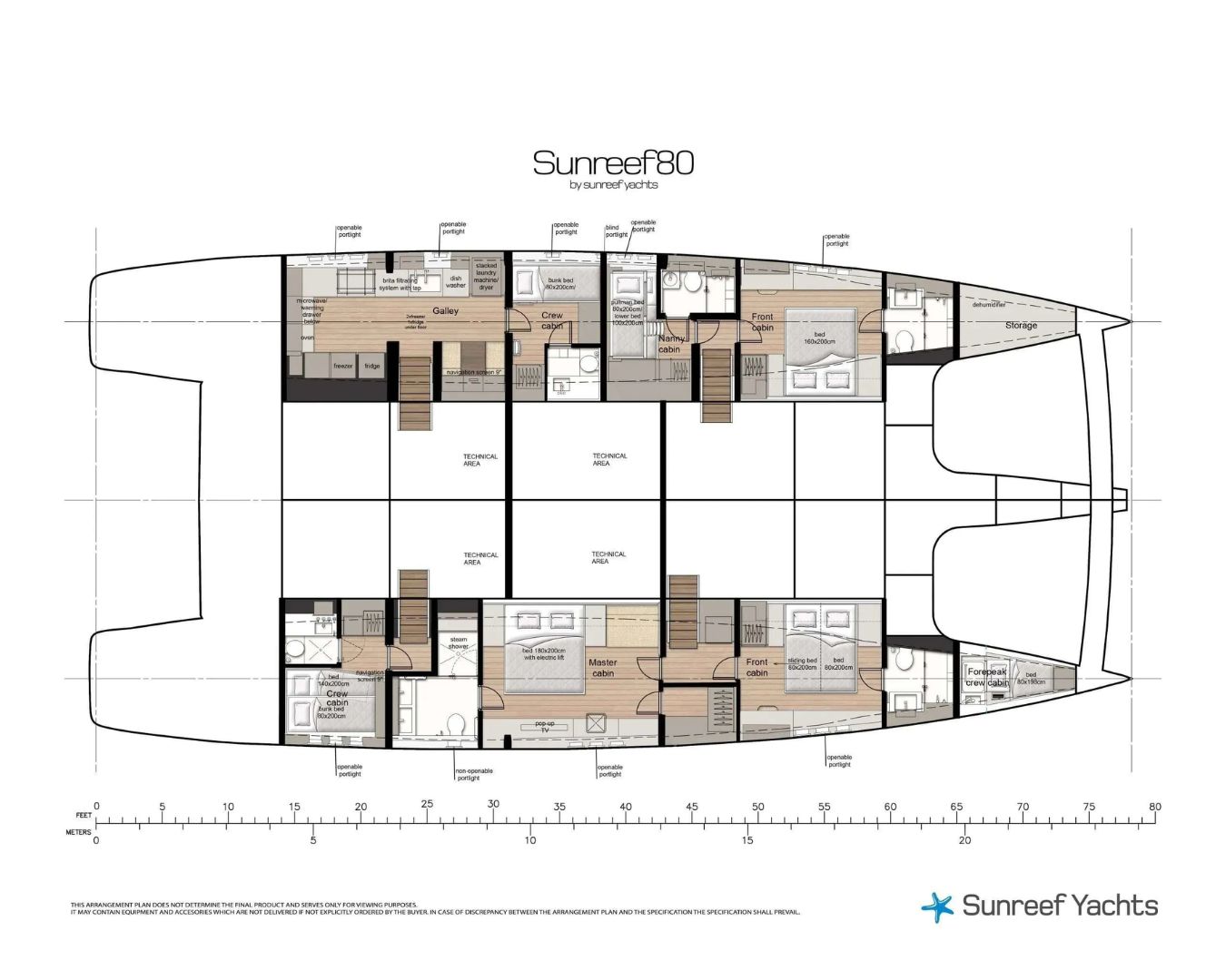 AHAVA Sunreef 80 - layout