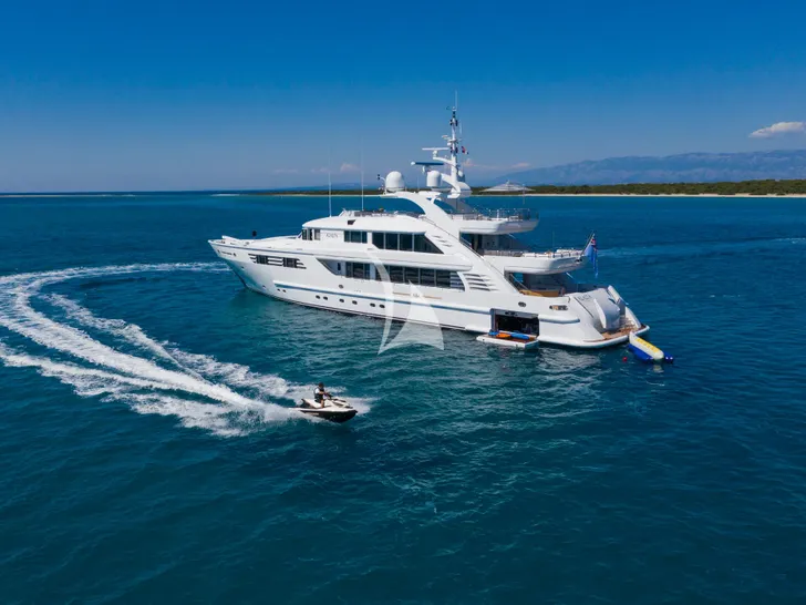 ALALYA ISA 47m - anchored with the jet ski ALALYA ISA 47m - anchored with the jet ski