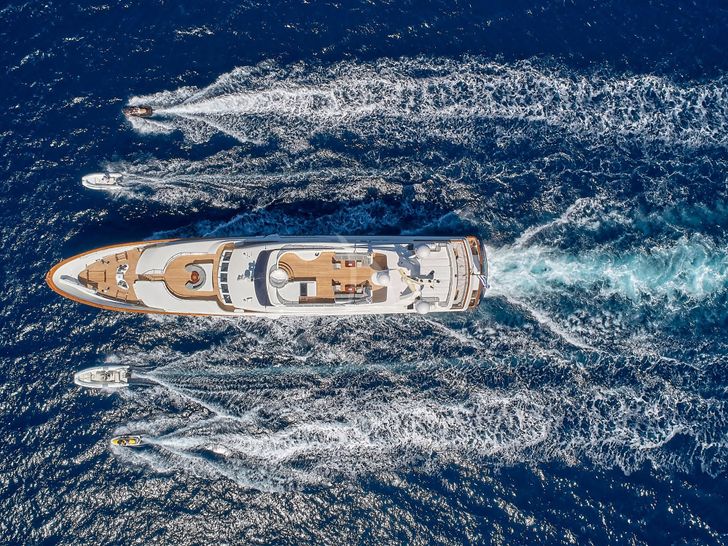 ALEXANDRA Benetti Golden Bay 50m - top aerial shot cruising ALEXANDRA Benetti Golden Bay 50m - top aerial shot cruising