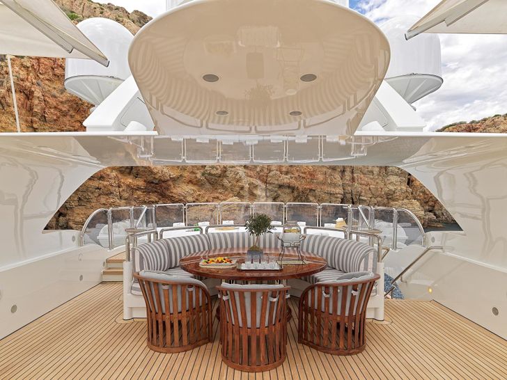 ALEXANDRA Benetti Golden Bay 50m - sundeck dining area ALEXANDRA Benetti Golden Bay 50m - sundeck dining area
