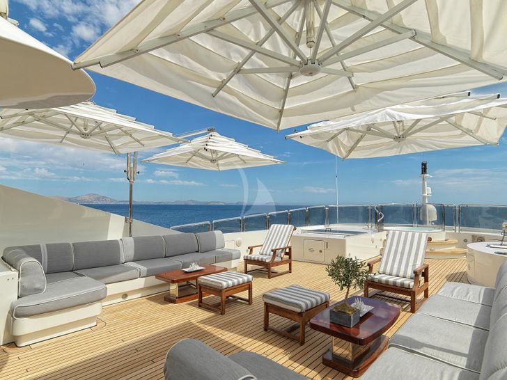 ALEXANDRA Benetti Golden Bay 50m - sundeck lounge and umbrellas ALEXANDRA Benetti Golden Bay 50m - sundeck lounge and umbrellas