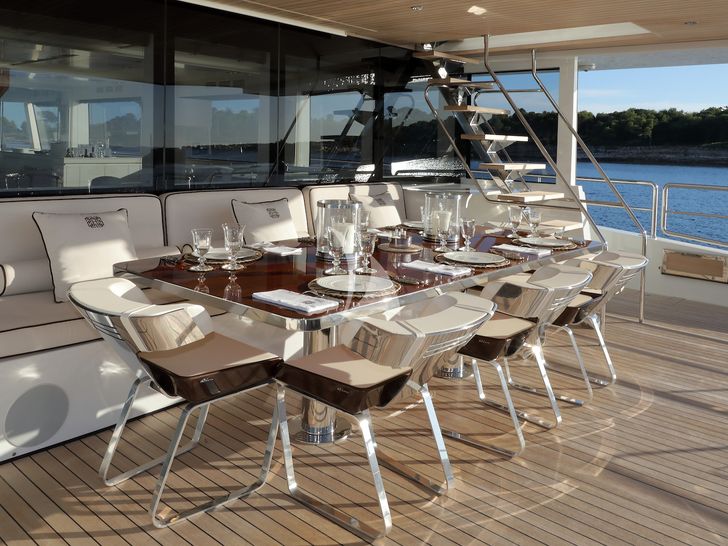 ALEXANDRA Wally Ace 27m aft dining area ALEXANDRA Wally Ace 27m aft dining area