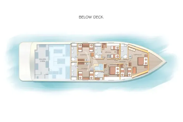 Layout for ALICE Salted Fiber Works 31m - layout lower cabin deck