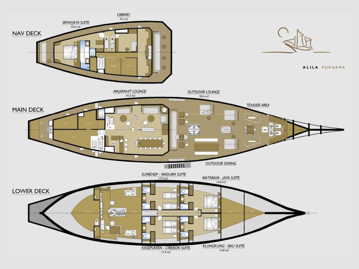 ALILA PURNAMA Phinisi Sailing Yacht 46m - layout ALILA PURNAMA Phinisi Sailing Yacht 46m - layout