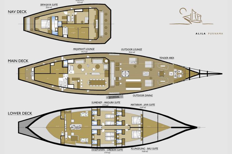 Layout for ALILA PURNAMA Phinisi Sailing Yacht 46m - layout