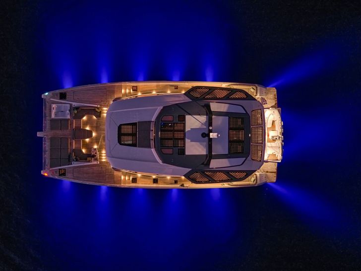 ALINA Fountaine Pajot Power 80 - aerial shot night view ALINA Fountaine Pajot Power 80 - aerial shot night view