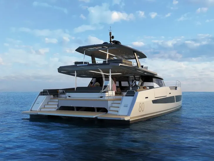 ALINA Fountaine Pajot Power 80 - aft view ALINA Fountaine Pajot Power 80 - aft view
