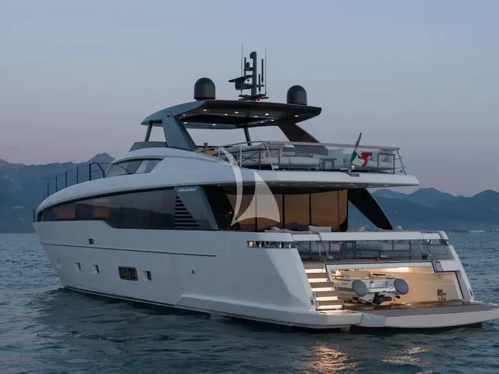 ALMA BLU Sanlorenzo SL86A - aft view at night ALMA BLU Sanlorenzo SL86A - aft view at night