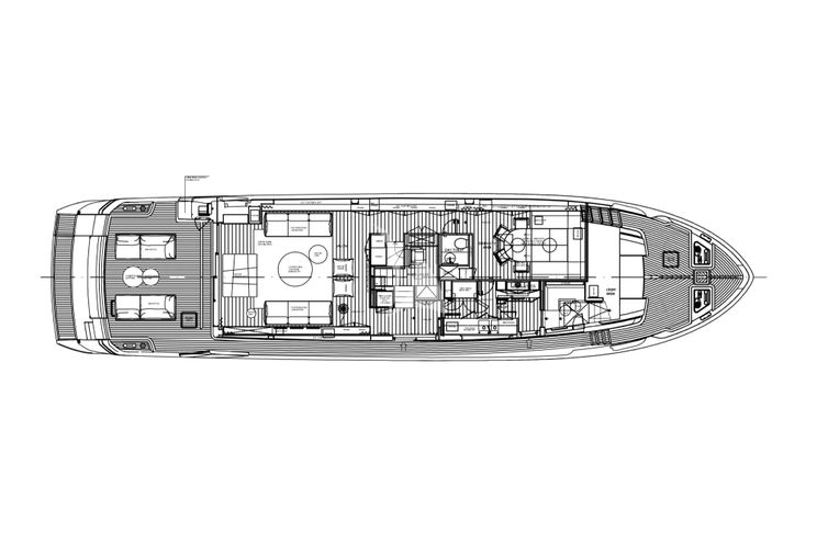 Layout for ALMA BLU Sanlorenzo SL86A - main deck layout