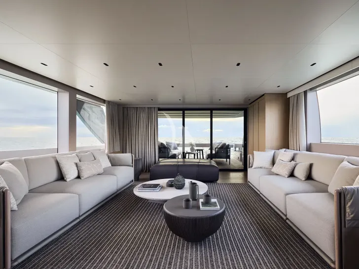 ALMA BLU Sanlorenzo SL86A - saloon aft view ALMA BLU Sanlorenzo SL86A - saloon aft view