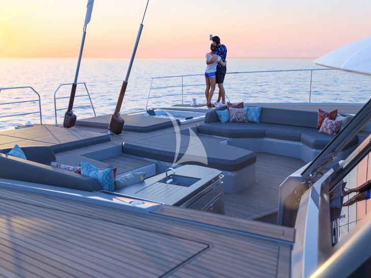 ALOIA 80 Fountaine Pajot 80 foredeck lounging and bronzing area