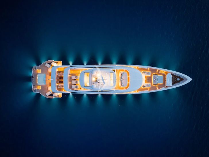 ALUNYA Benetti B.Now 50m - aerial shot at night ALUNYA Benetti B.Now 50m - aerial shot at night