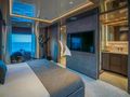 ALVIUM Ferretti Custom Line 106 - master cabin bed and TV ALVIUM Ferretti Custom Line 106 - master cabin bed and TV