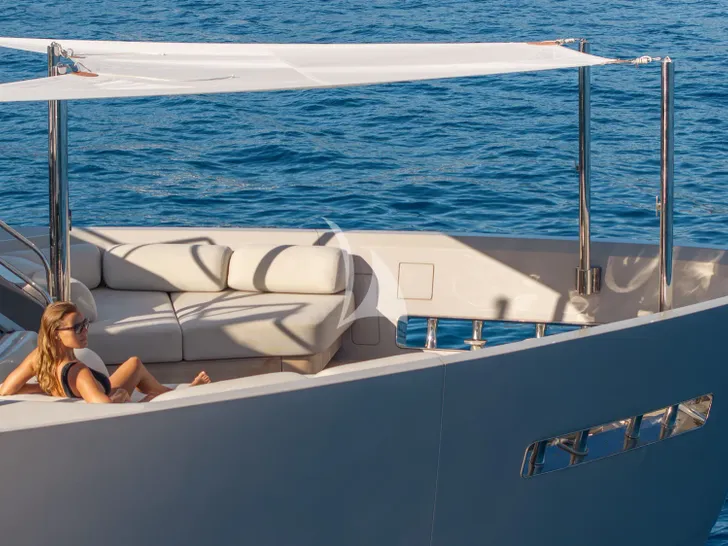 A.M Sanlorenzo SD96 - foredeck lounge and sunbathing area A.M Sanlorenzo SD96 - foredeck lounge and sunbathing area