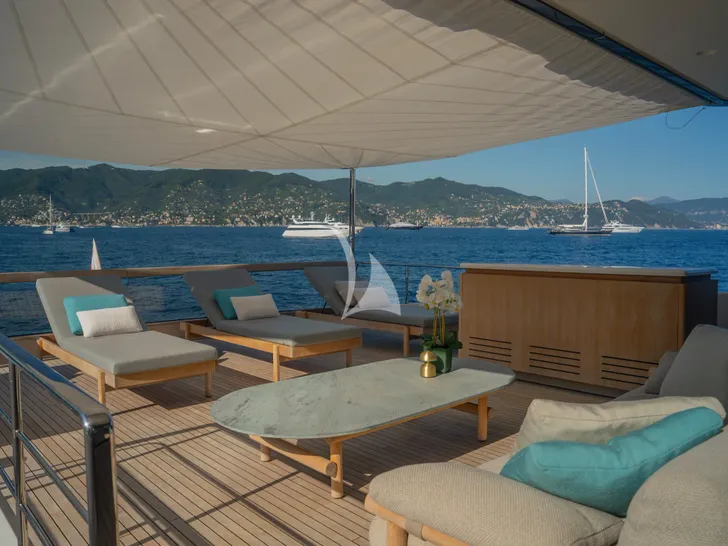 A.M Sanlorenzo SD96 - sundeck aft lounge and sunbathing area A.M Sanlorenzo SD96 - sundeck aft lounge and sunbathing area