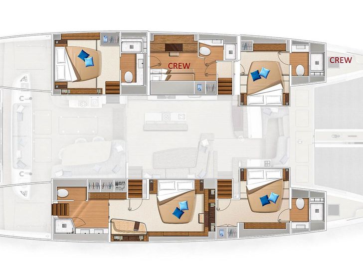 AMADA MIA Lagoon 65 - cabin layout AMADA MIA Lagoon 65 - cabin layout