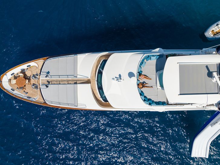 AMADEA Benetti Classic 115 aerial foredeck shot AMADEA Benetti Classic 115 aerial foredeck shot