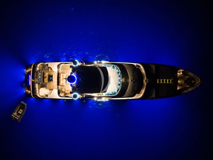 AMADEA Benetti Classic 115 aerial shot at night AMADEA Benetti Classic 115 aerial shot at night