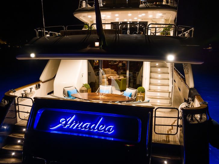 AMADEA Benetti Classic 115 aft deck at night AMADEA Benetti Classic 115 aft deck at night