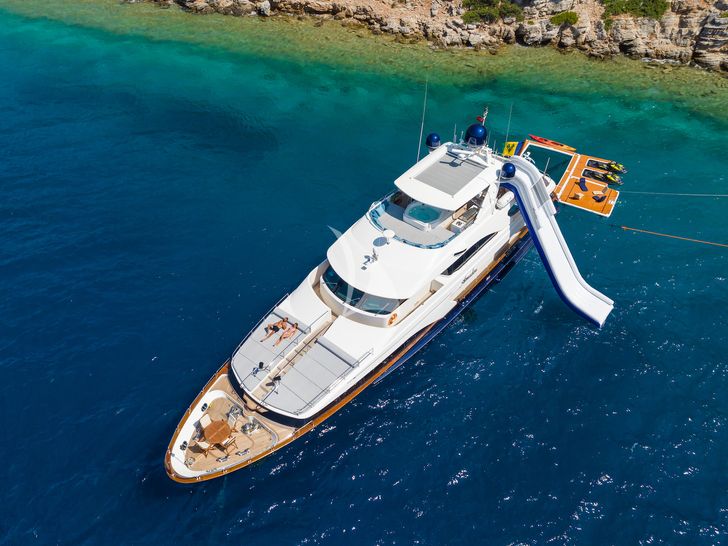 AMADEA Benetti Classic 115 anchored with water toys set up AMADEA Benetti Classic 115 anchored with water toys set up