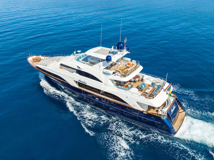 AMADEA Benetti Classic 115 cruising semi aerial shot AMADEA Benetti Classic 115 cruising semi aerial shot