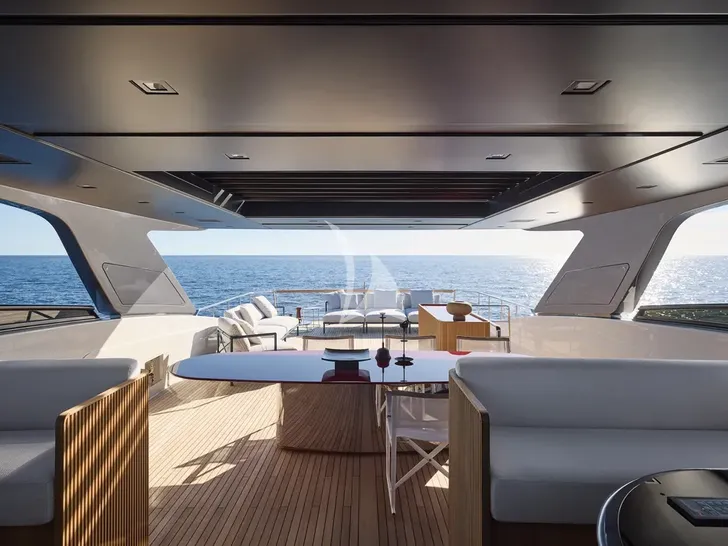 AMAZING GRACE Sanlorenzo SL110 Asymmetric - flybridge lounge AMAZING GRACE Sanlorenzo SL110 Asymmetric - flybridge lounge