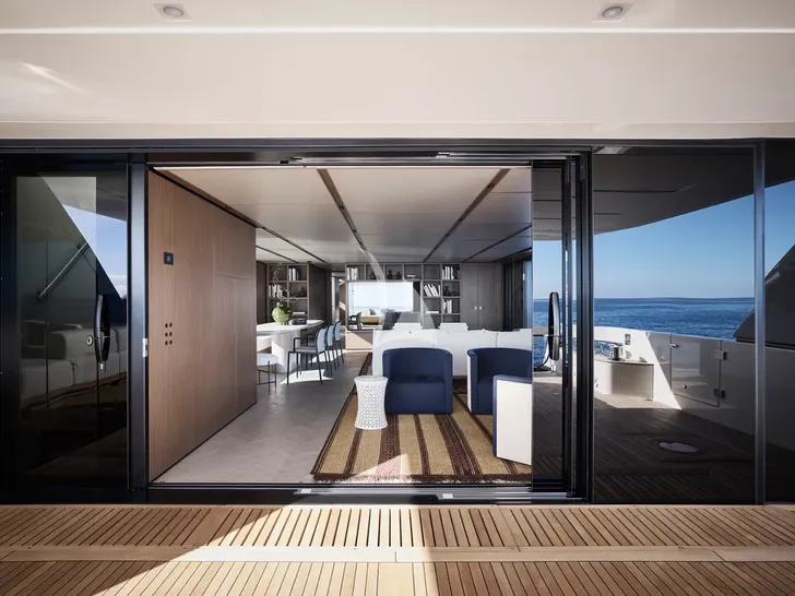 AMAZING GRACE Sanlorenzo SL110 Asymmetric - overview of main salon and dining AMAZING GRACE Sanlorenzo SL110 Asymmetric - overview of main salon and dining