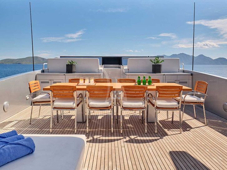 AMICI PER SEMPRE Baglietto 34m - sun deck dining area AMICI PER SEMPRE Baglietto 34m - sun deck dining area