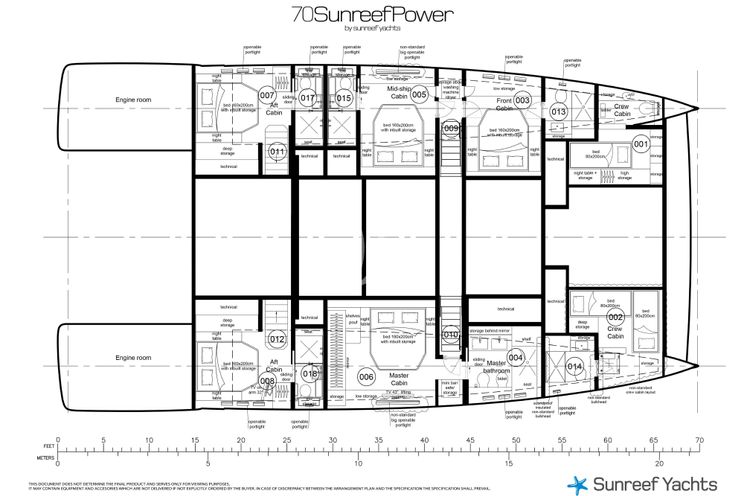 Layout for  AMILEO Sunreef 70 - cabin layout