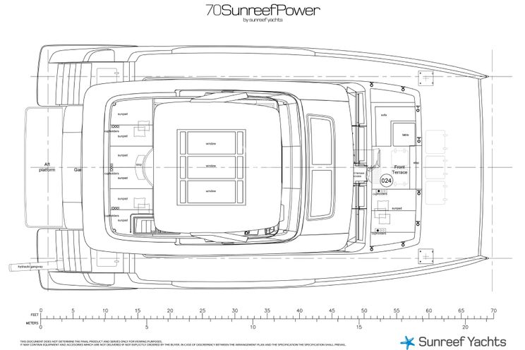 Layout for  AMILEO Sunreef 70 - exterior layout