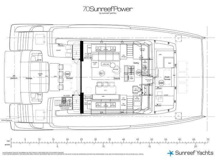 AMILEO Sunreef 70 - main deck layout AMILEO Sunreef 70 - main deck layout
