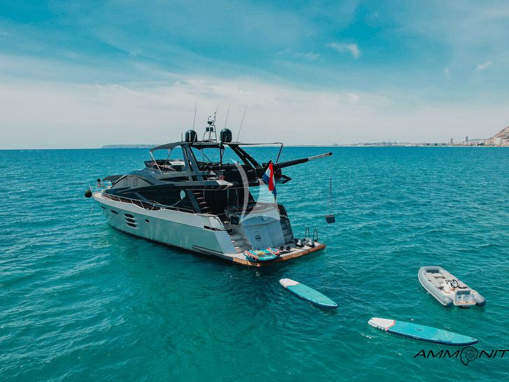 AMMONITE Numarine 78 aft view with water toys AMMONITE Numarine 78 aft view with water toys