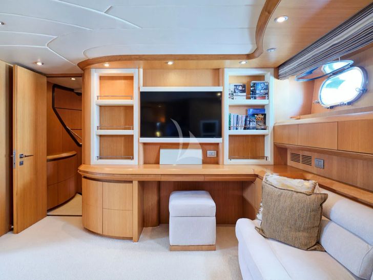 ANASA Maiora 35m - VIP cabin 2 seating area and TV ANASA Maiora 35m - VIP cabin 2 seating area and TV