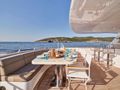 ANASA Maiora 35m - aft deck alfresco dining set up ANASA Maiora 35m - aft deck alfresco dining set up