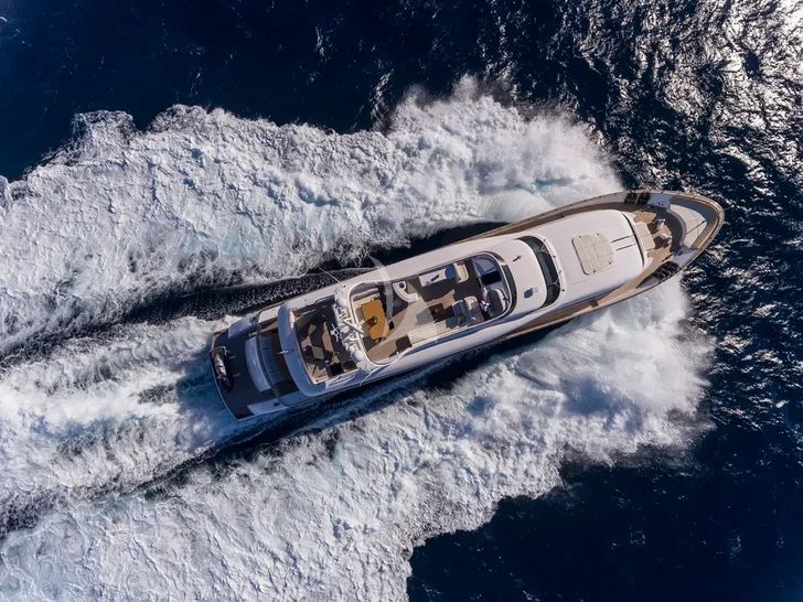 ANASA Maiora 35m - top aerial shot cruising ANASA Maiora 35m - top aerial shot cruising