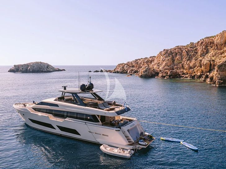 ANASSA A Ferretti 850 - anchored with water toys ANASSA A Ferretti 850 - anchored with water toys