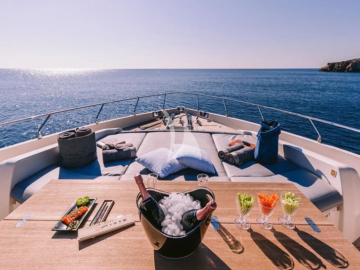 ANASSA A Ferretti 850 - wine party on the foredeck ANASSA A Ferretti 850 - wine party on the foredeck