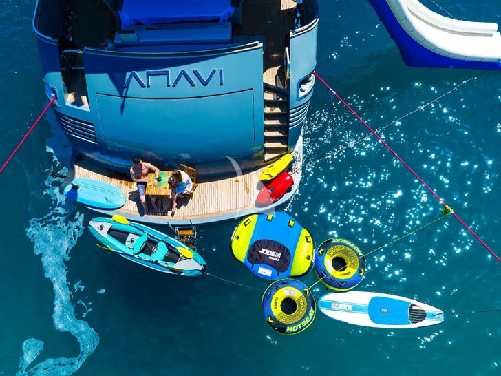 ANAVI Admiral 35 - aft shot with the water toys ANAVI Admiral 35 - aft shot with the water toys