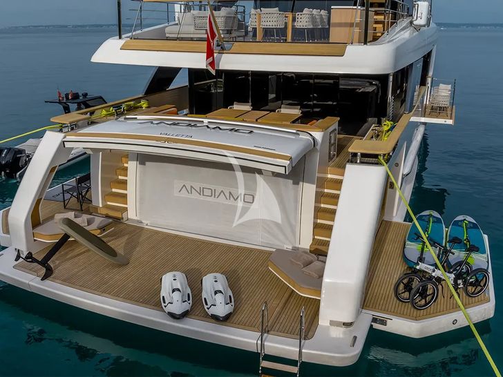 ANDIAMO Sanlorenzo SD118 - swim platform with the water toys ANDIAMO Sanlorenzo SD118 - swim platform with the water toys