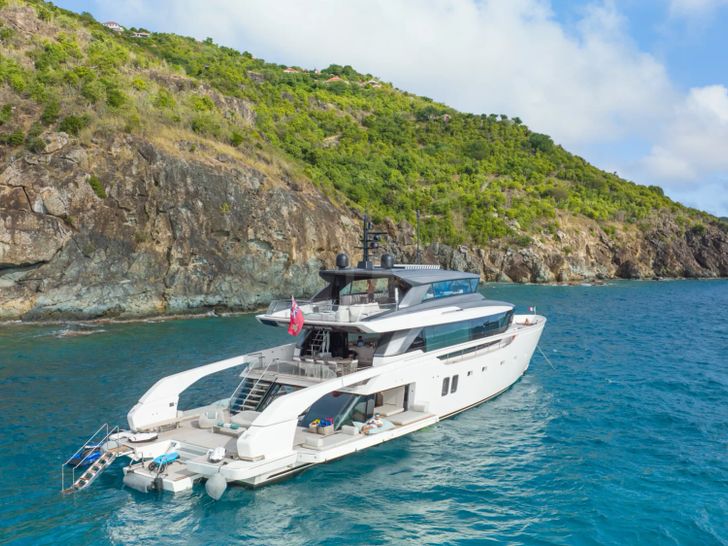 ANOTHER ONE Sanlorenzo SX112 - anchored near an island ANOTHER ONE Sanlorenzo SX112 - anchored near an island