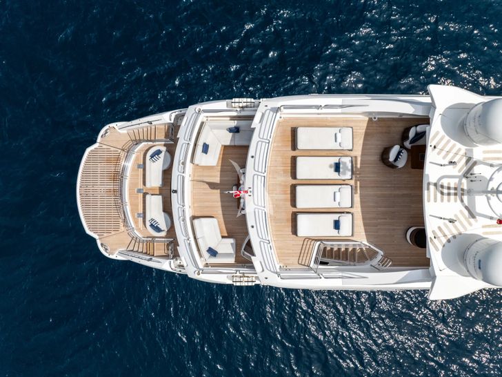 ANYA Sunseeker Yacht 40m - aerial shot of aft ANYA Sunseeker Yacht 40m - aerial shot of aft