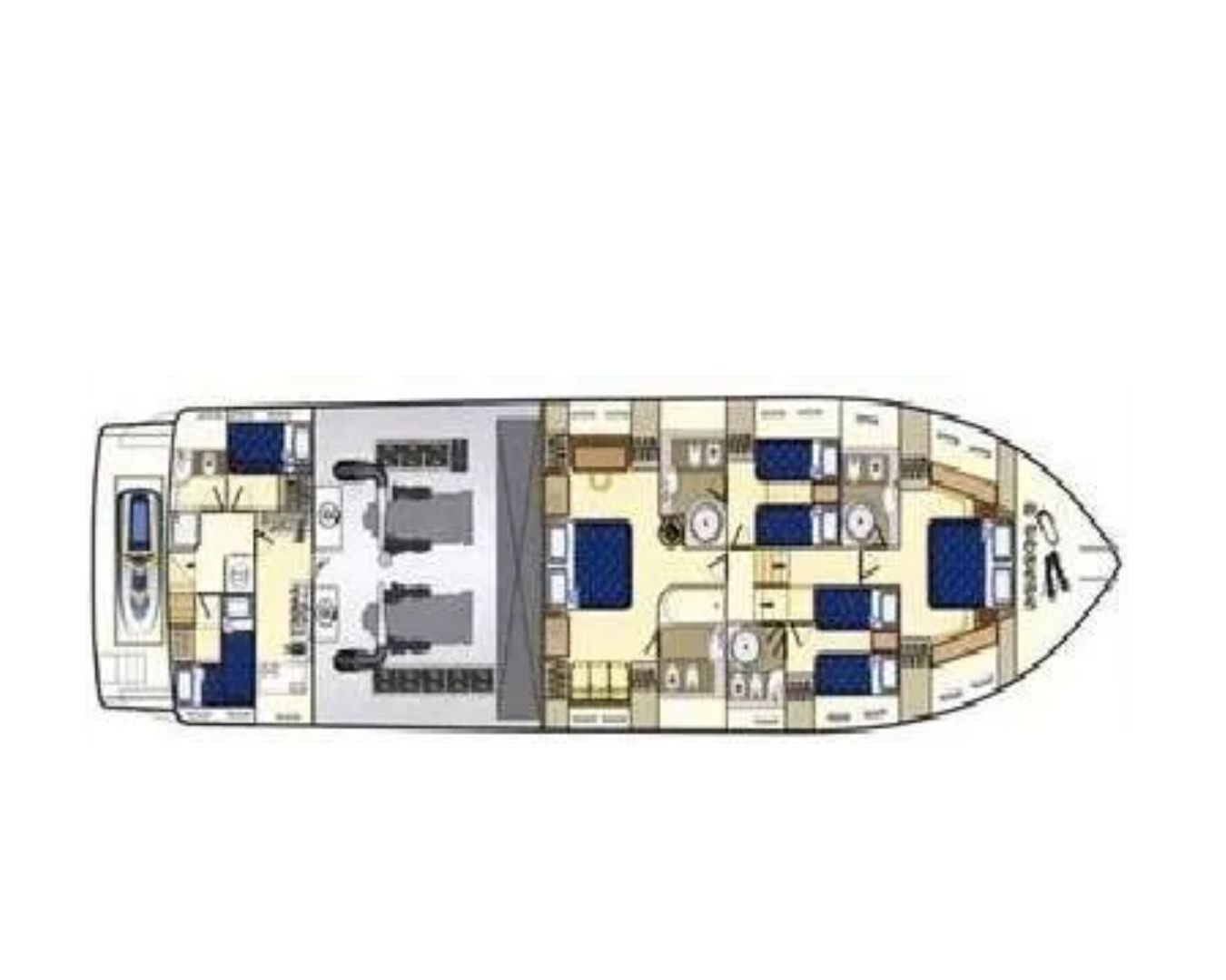 Layout for APEIRON BLUE Ferretti 23m - cabin layout