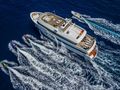 APNA Saba Yacht Custom 34m - aerial shot cruising with the water sports equipment APNA Saba Yacht Custom 34m - aerial shot cruising with the water sports equipment