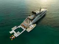 AQUANOVA Palmer Johnson 150 - anchored aerial shot AQUANOVA Palmer Johnson 150 - anchored aerial shot